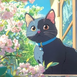 chat rester gris noir devant il
